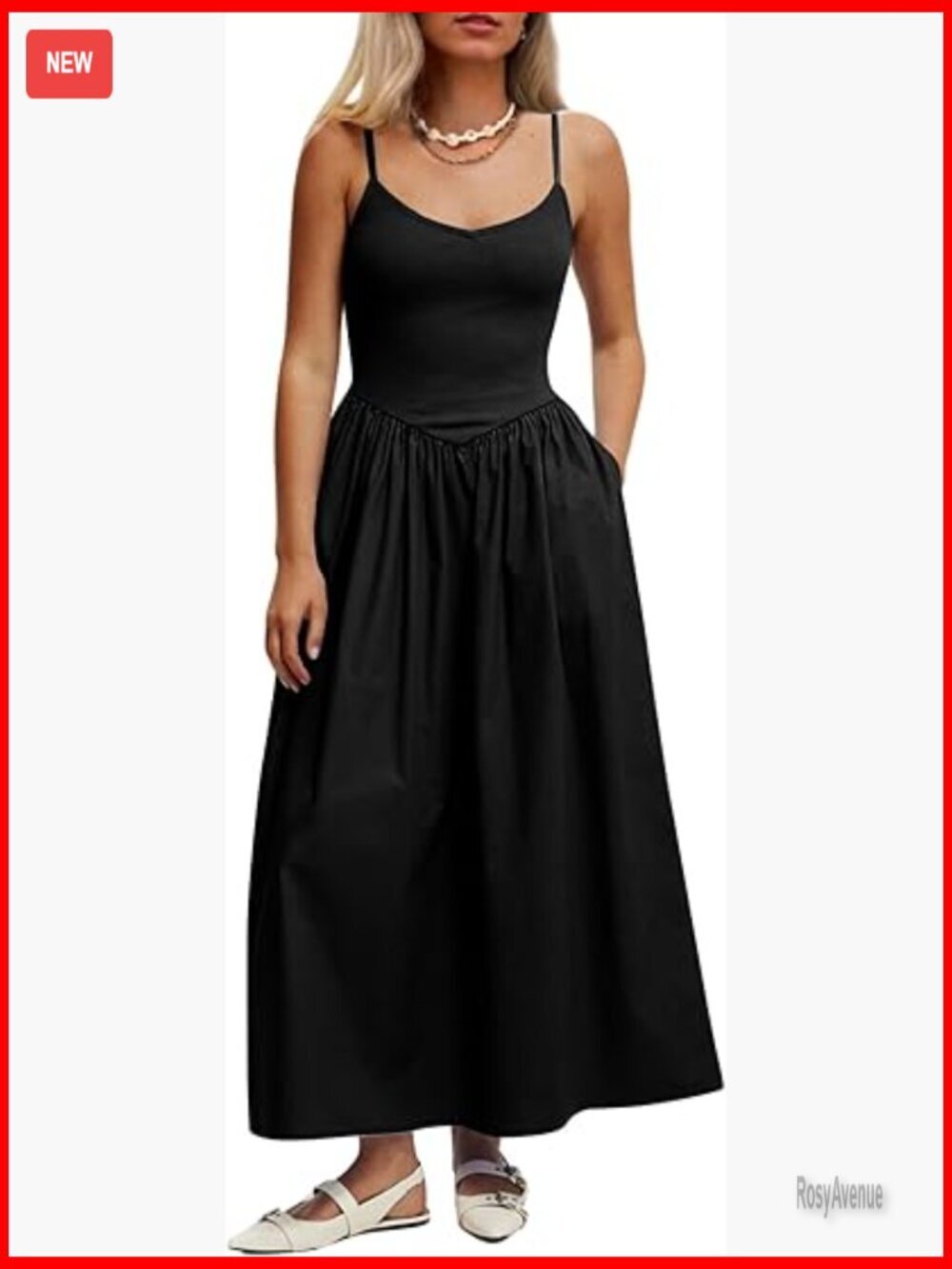 Sleeveless V-Neck Maxi Dress with Pockets – Slim Fit Summer